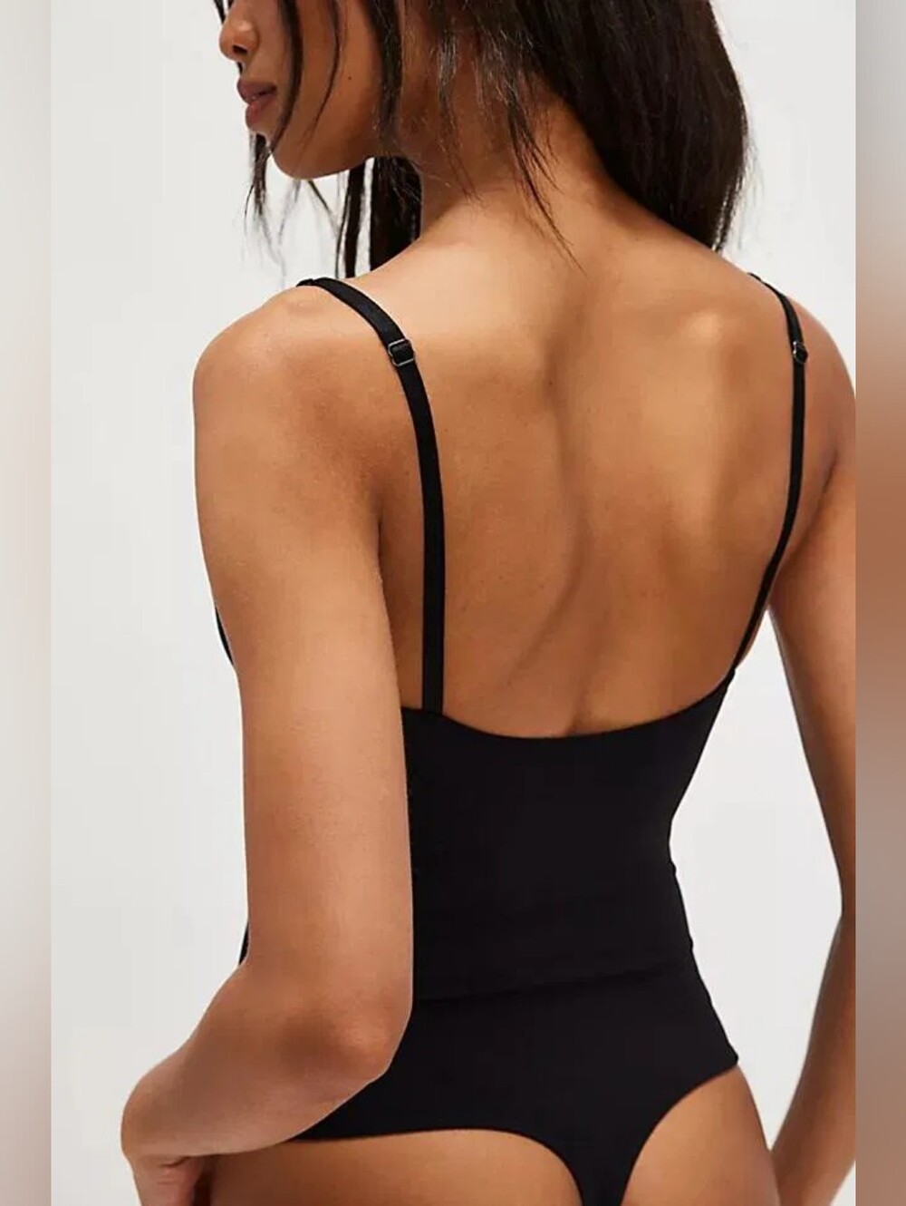 Like New Free People Intimataly Black Spaghetti Strap Thong Bodysuit- LRG
